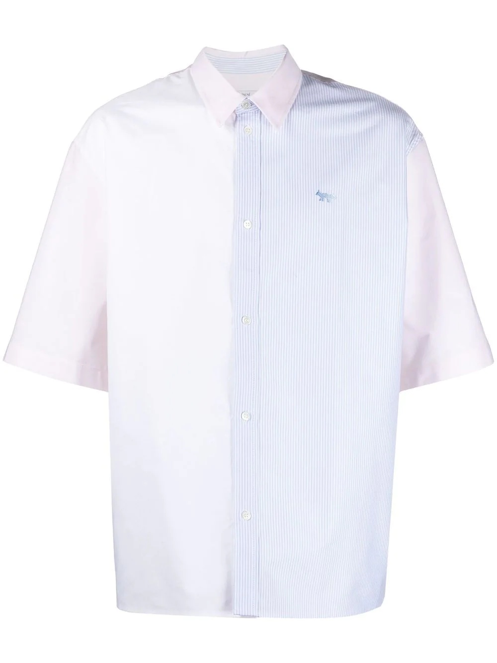 contrast-panel short-sleeved shirt - 1