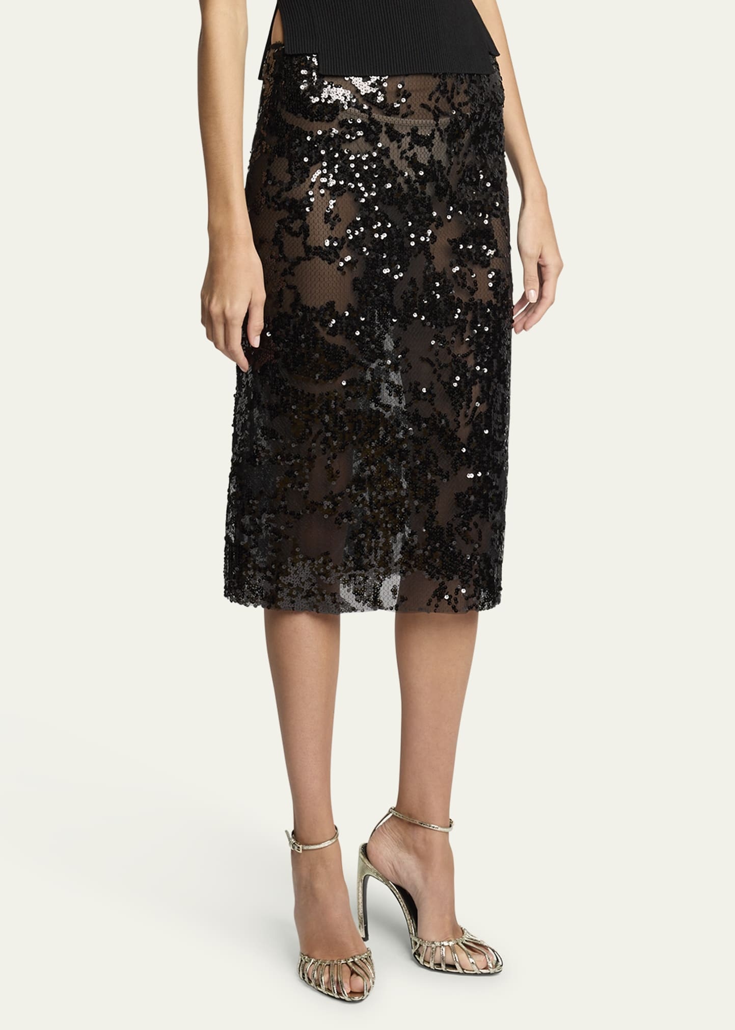 Sequined Straight Skirt - 4
