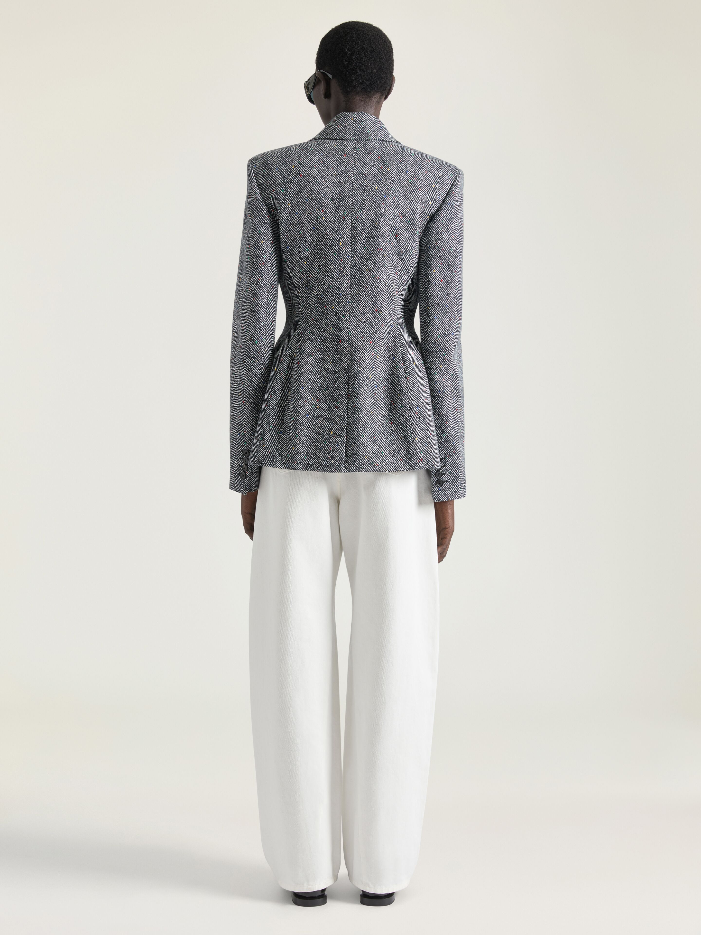 SINGLE-BREASTED JACKET IN COTTON HERRINGBONE - 3