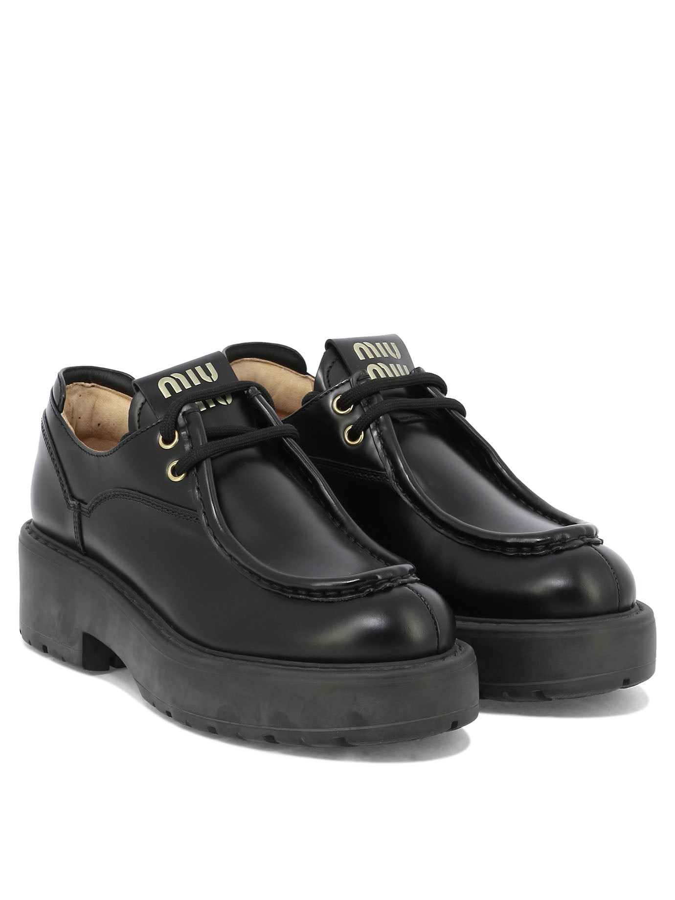 Miu Miu Leather Lace-up Loafers - 2