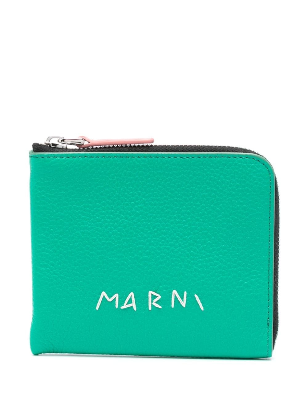 embroidered-logo leather wallet - 1