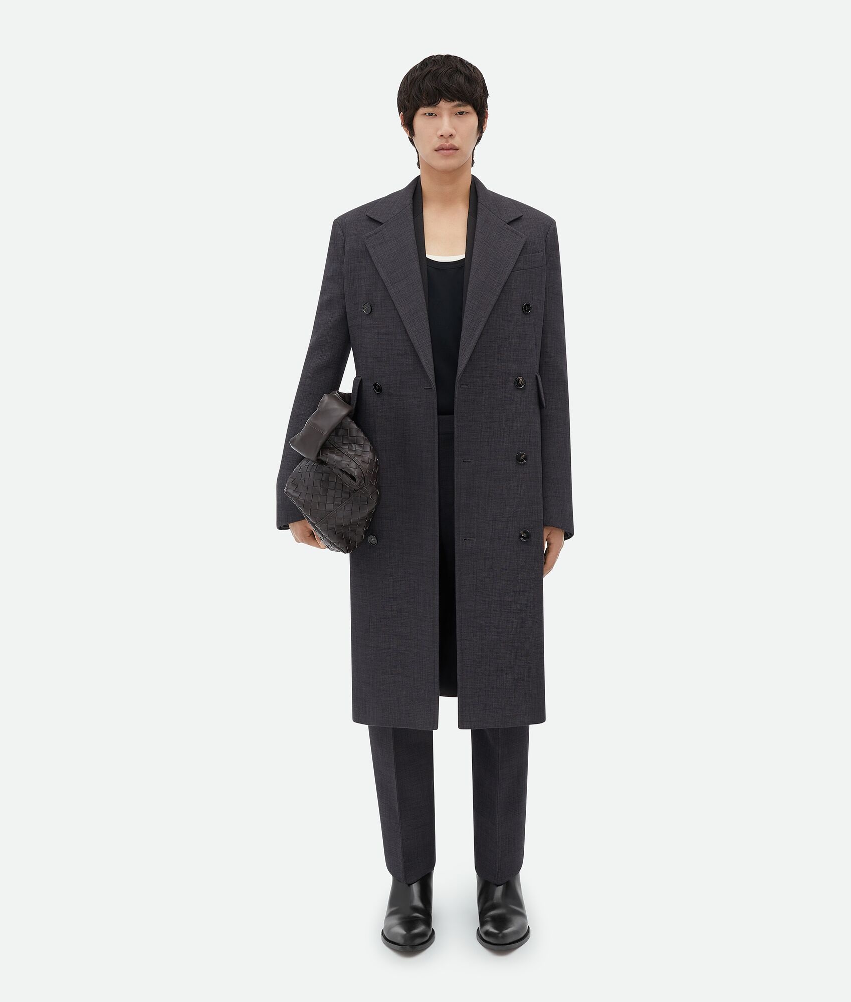 Curved Sleeves Wool Coat - 4