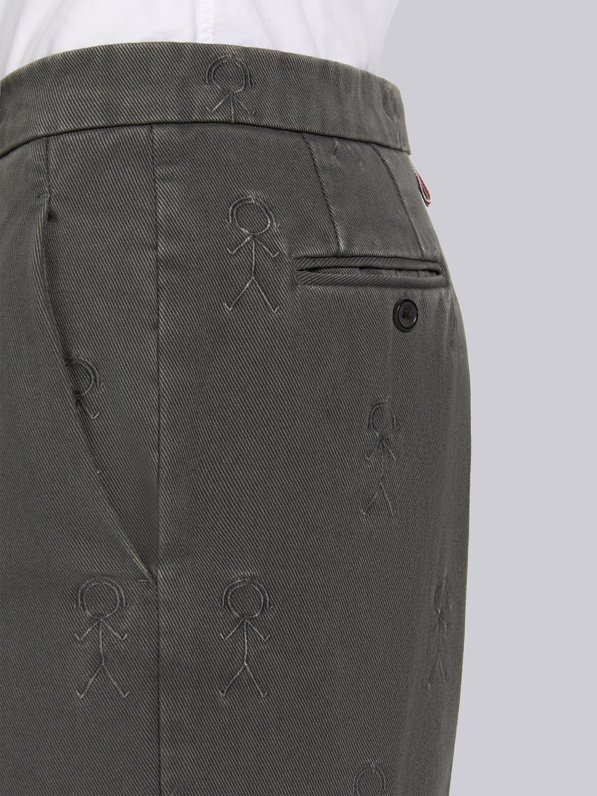 Medium Grey Heavyweight Garment Dyed Cotton Twill Mrs. Thom Icon Satin Stitch Half Drop Embroidery S - 5