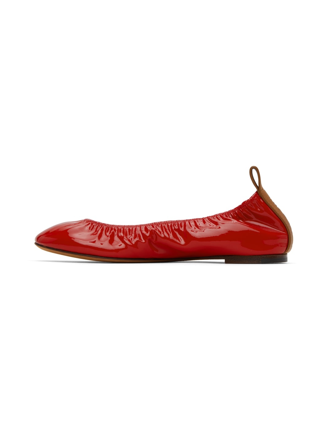 Red Leather Ballerina Flats - 3