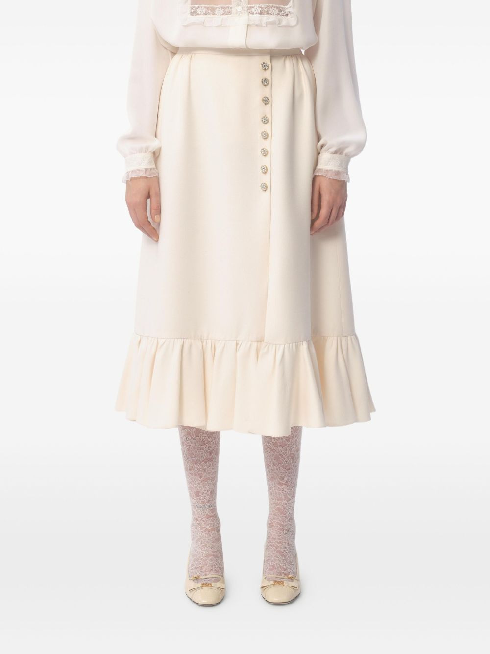 ruffle-hem midi skirt - 3