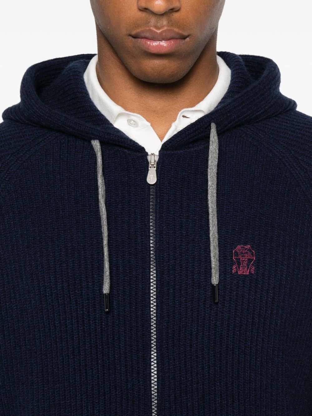 zip-up hooded cardigan - 5
