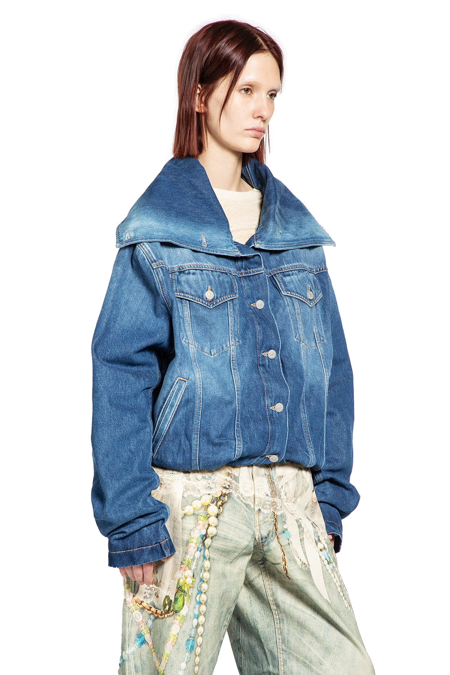 Crinkled Denim Jacket - 2