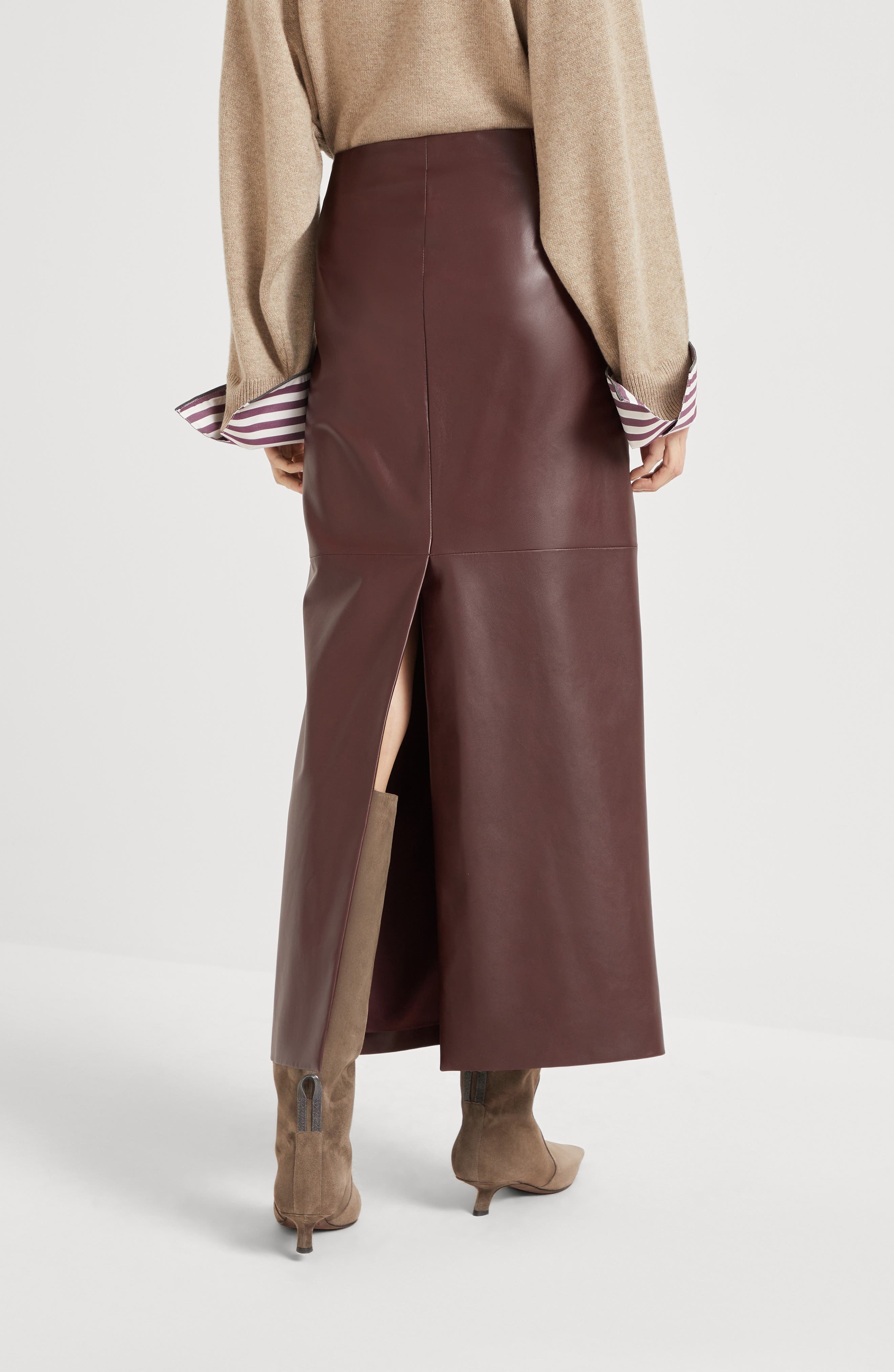 Brunello Cucinelli Long column skirt in Burgundy at Nordstrom - 3