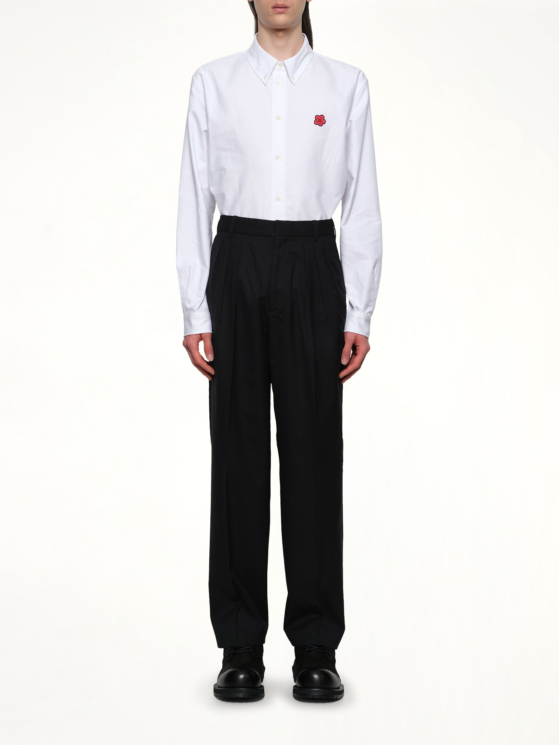 Kenzo Weave Pleated Tailored Pant in Black - 7