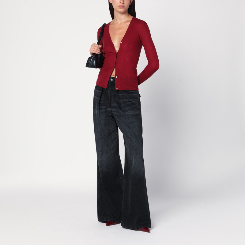 6397 Bordeaux semi-sheer knit cardigan outlook