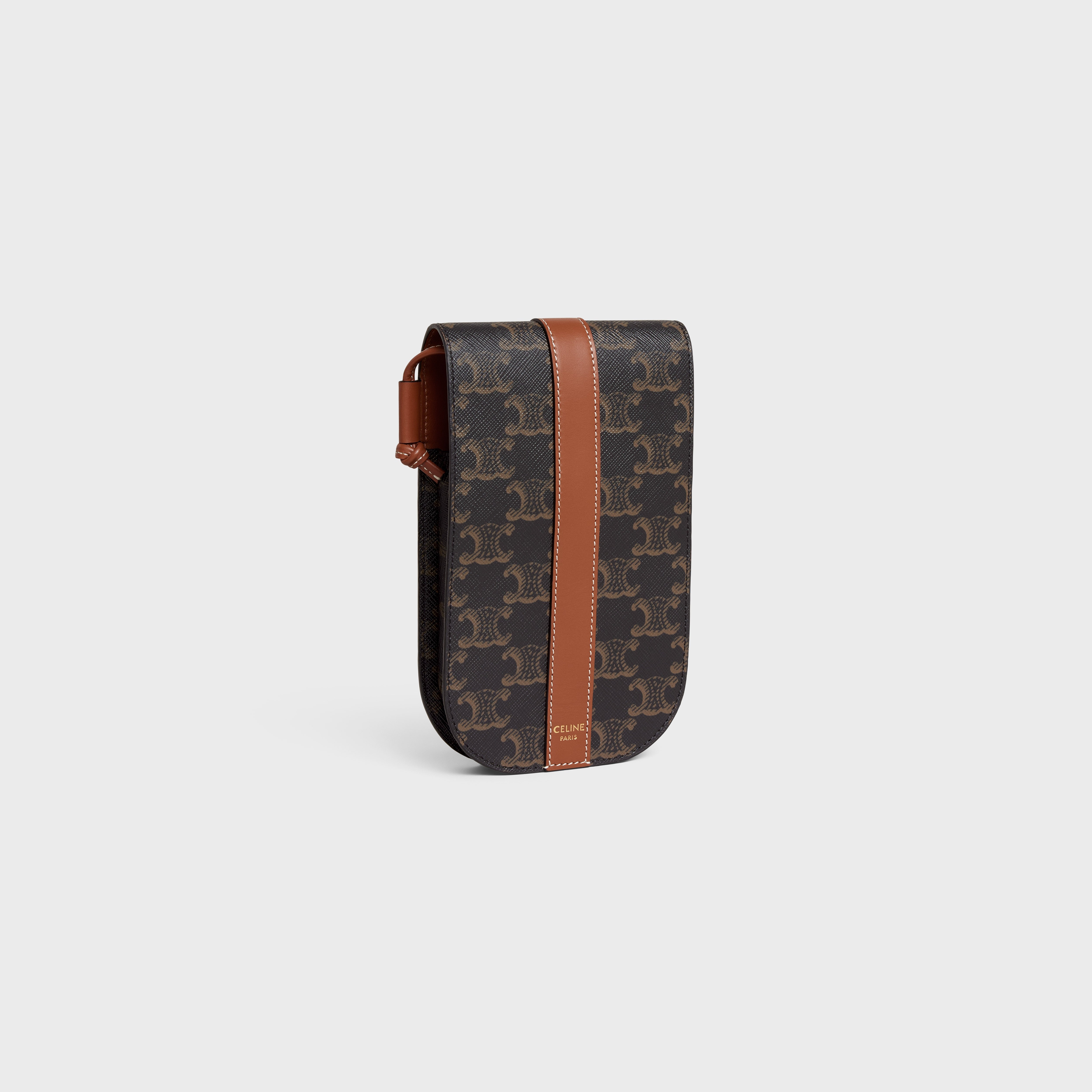 Phone Pouch in Triomphe Canvas and Calfskin - 2