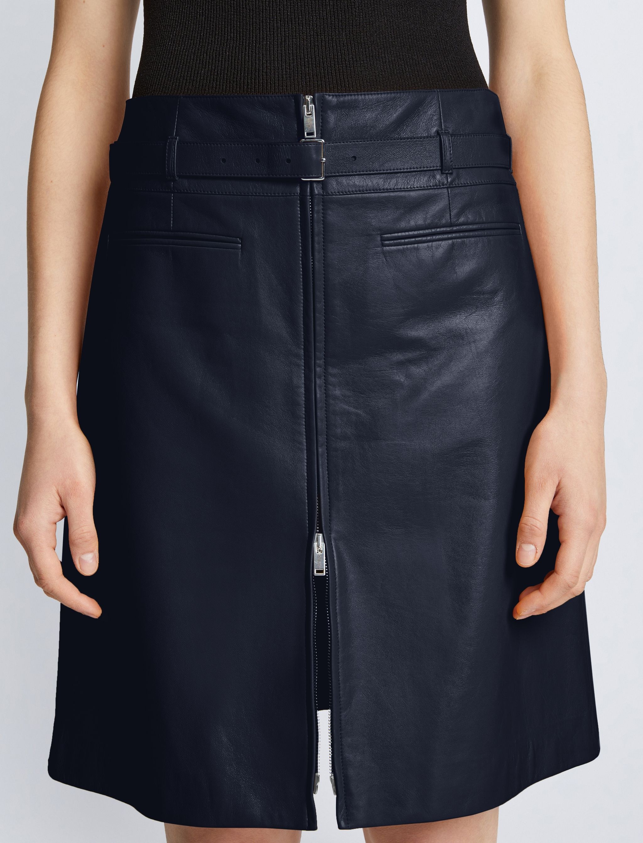 Glossy Leather Skirt - 5