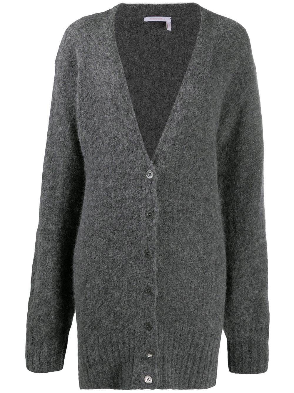 long-line v-neck cardigan - 1