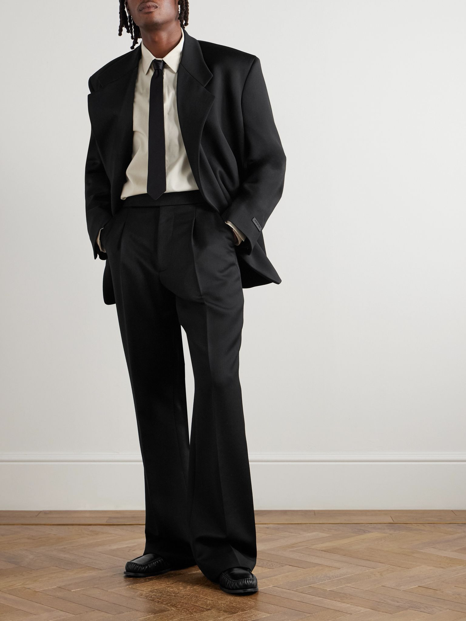 Double-Breasted Virgin Suit Jacket Black - 2