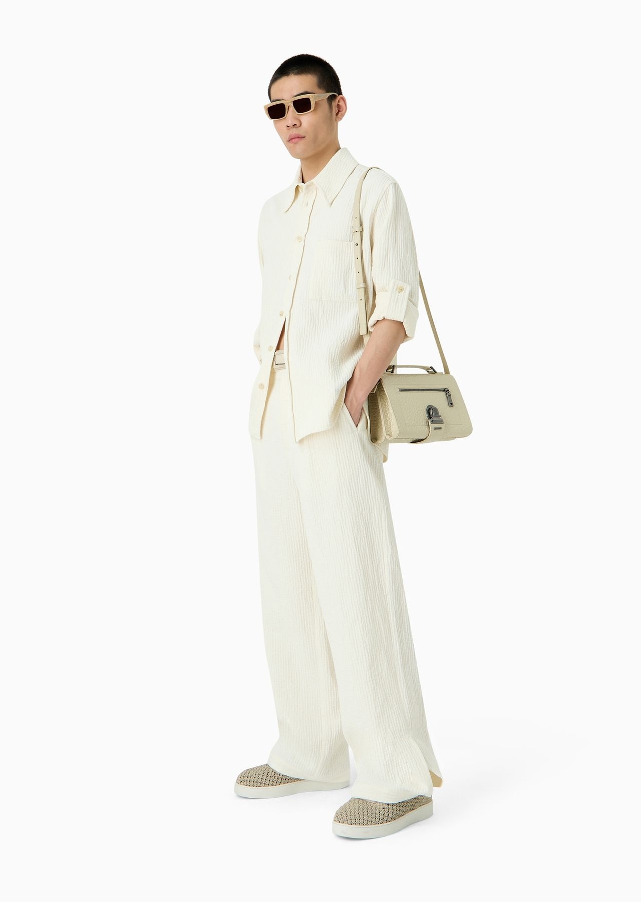 Bark-effect linen-blend shirt - 4