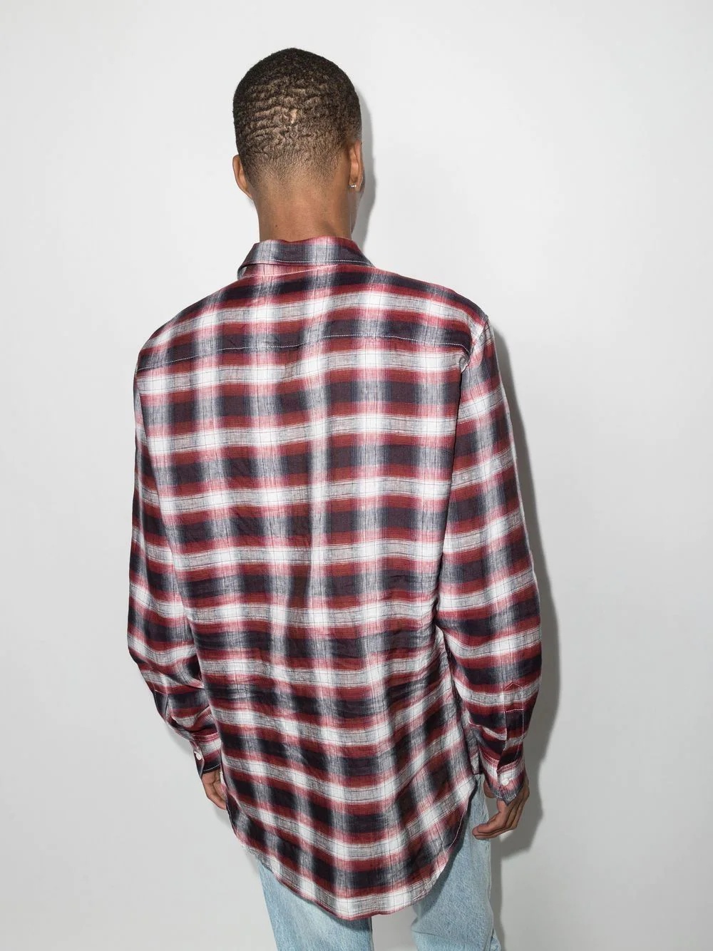 checked linen shirt - 3