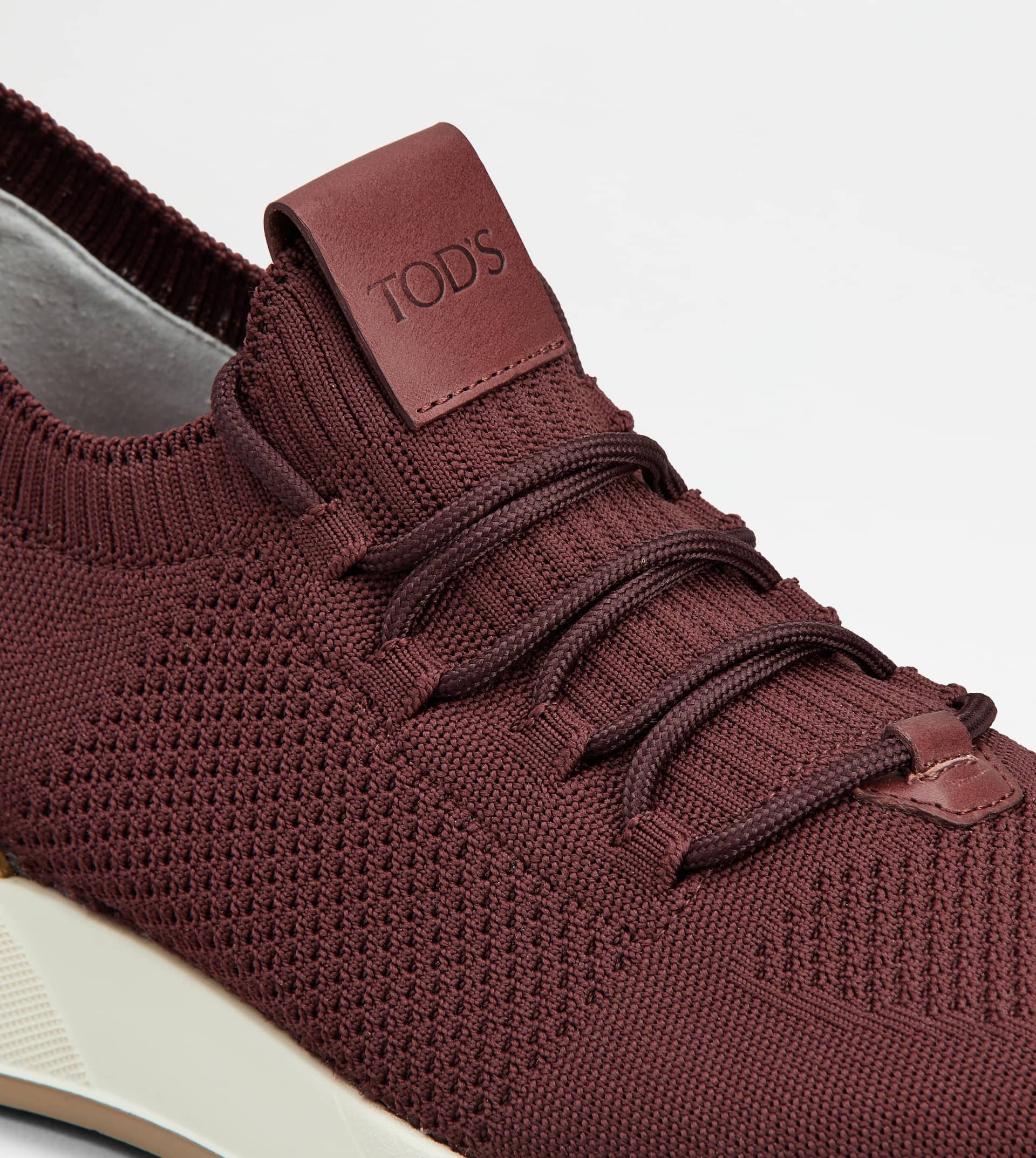 SOCK SNEAKERS IN TECHNICAL FABRIC AND LEATHER - BURGUNDY - 6