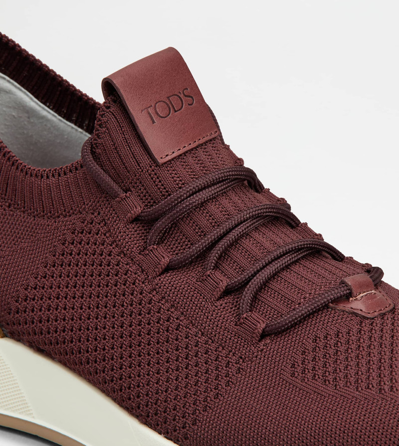 SOCK SNEAKERS IN TECHNICAL FABRIC AND LEATHER - BURGUNDY 6