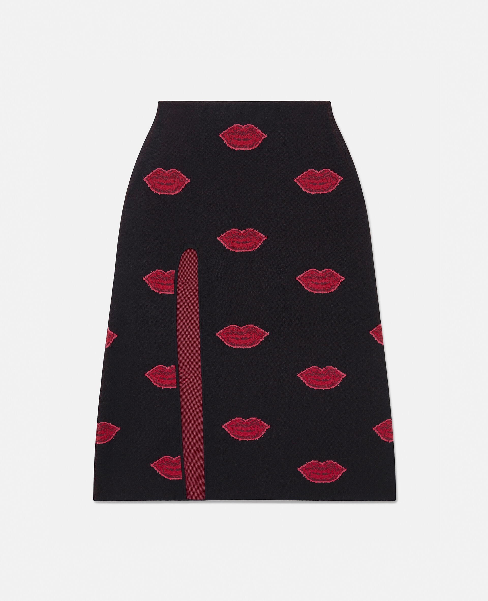 Lips Graphic Knit Mid-Rise Midi Skirt - 1