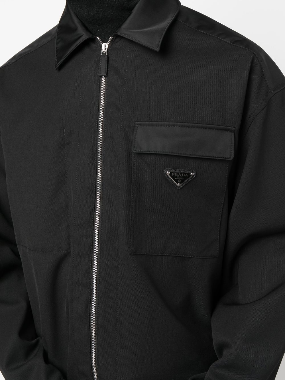 Prada Recycled Nylon Press-Stud Jacket - Black