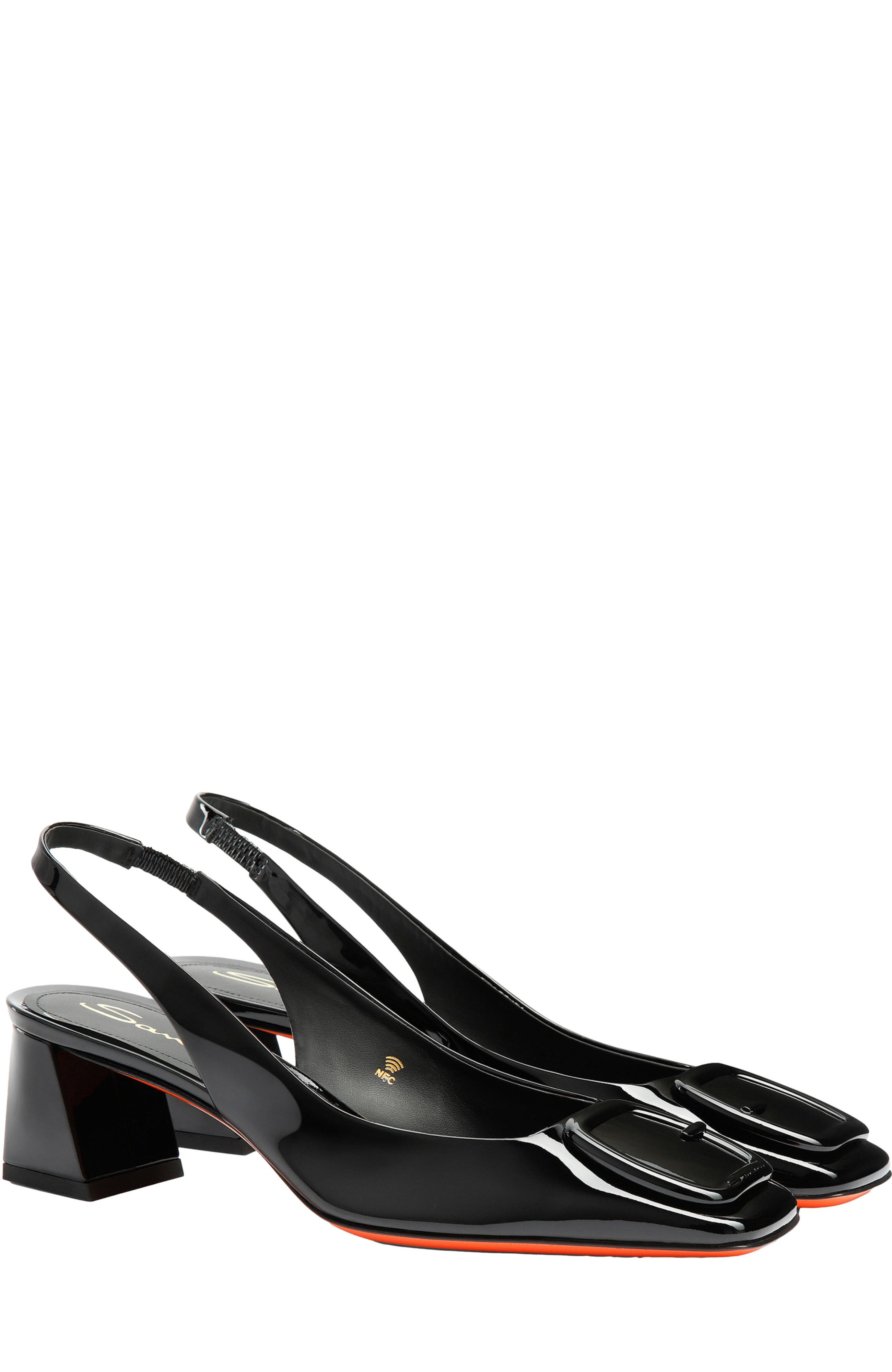Santoni Women's Lemon Patent Sling Back in Black at Nordstrom - 3