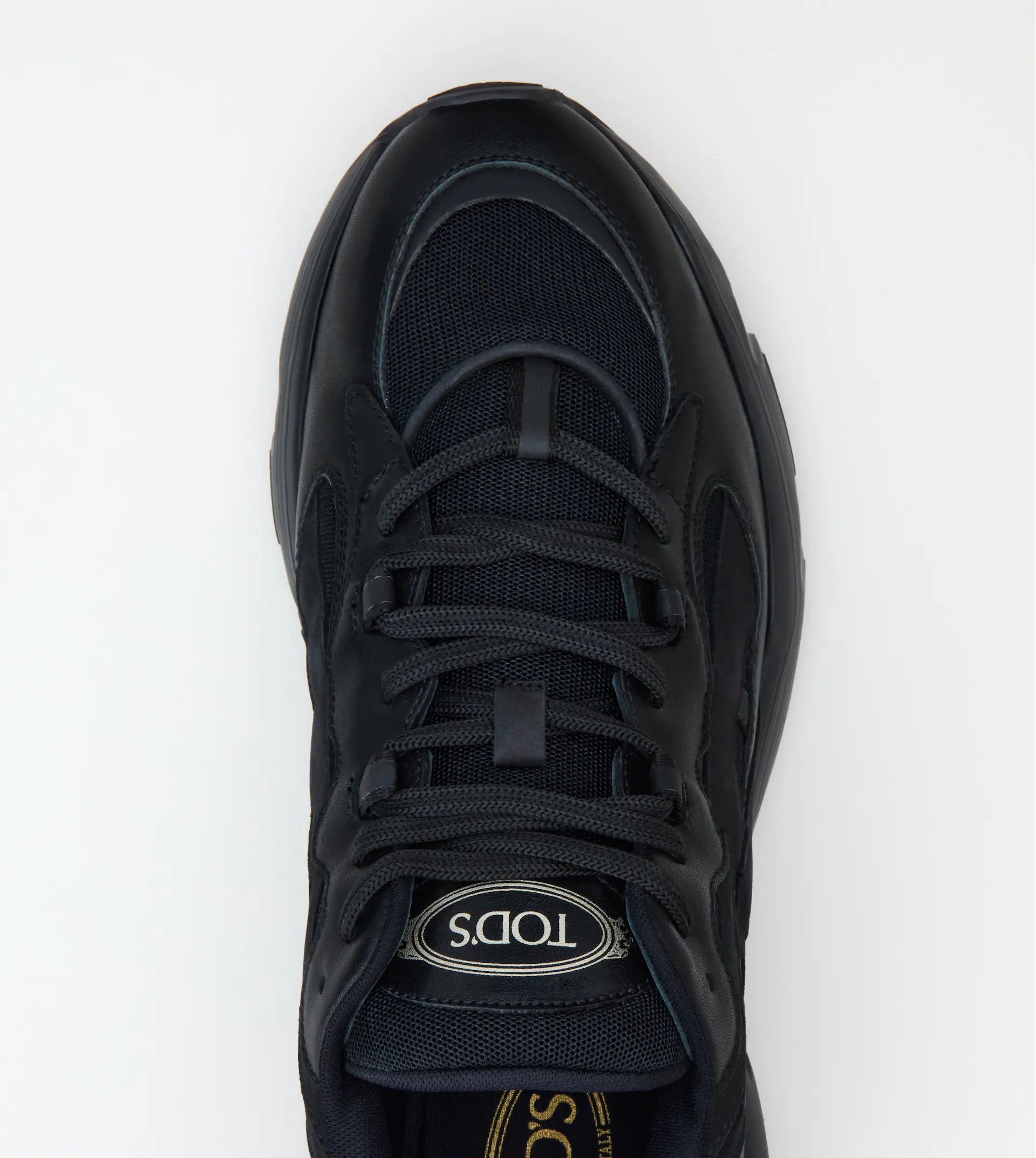 LEATHER AND TECHNICAL FABRIC SNEAKERS - BLACK - 4