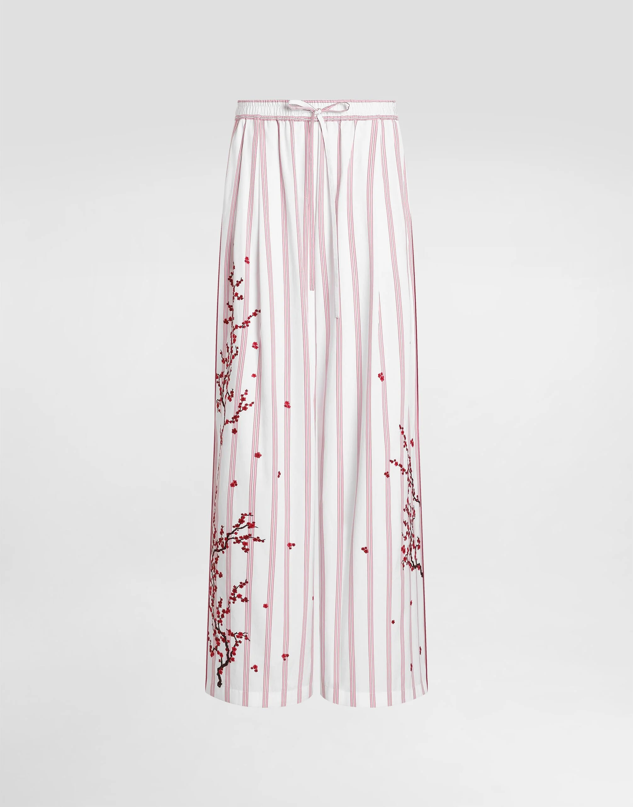 Poplin trousers with thread floral embroidery - 1