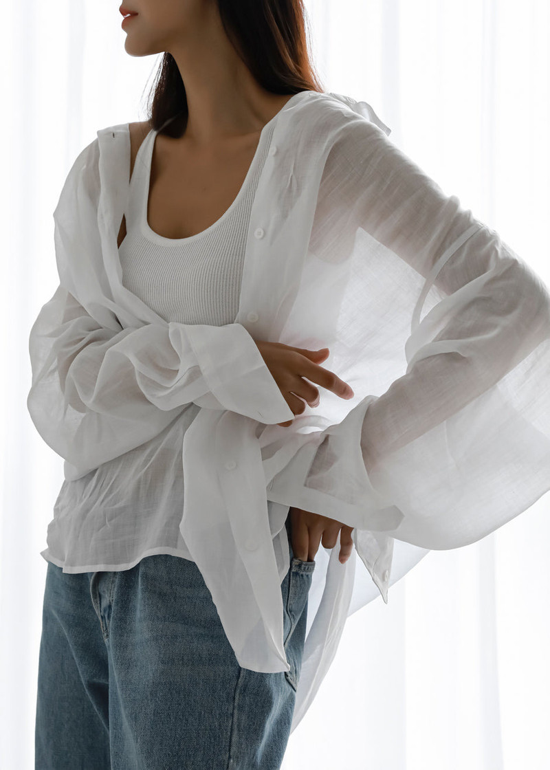 Marlow Oversized Linen Shirt - White 10