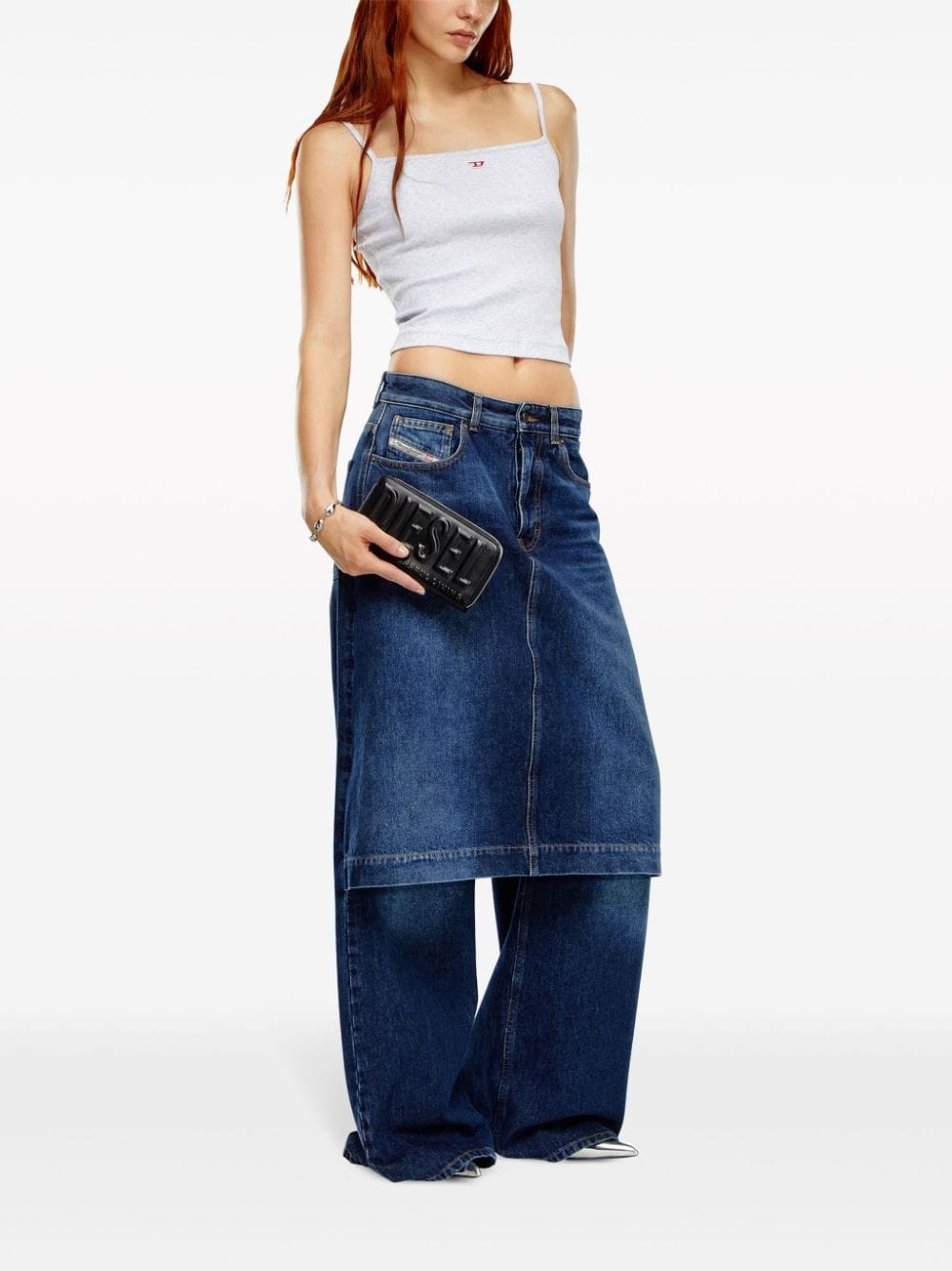 D-Syren wide-leg skirt-panel jeans - 2