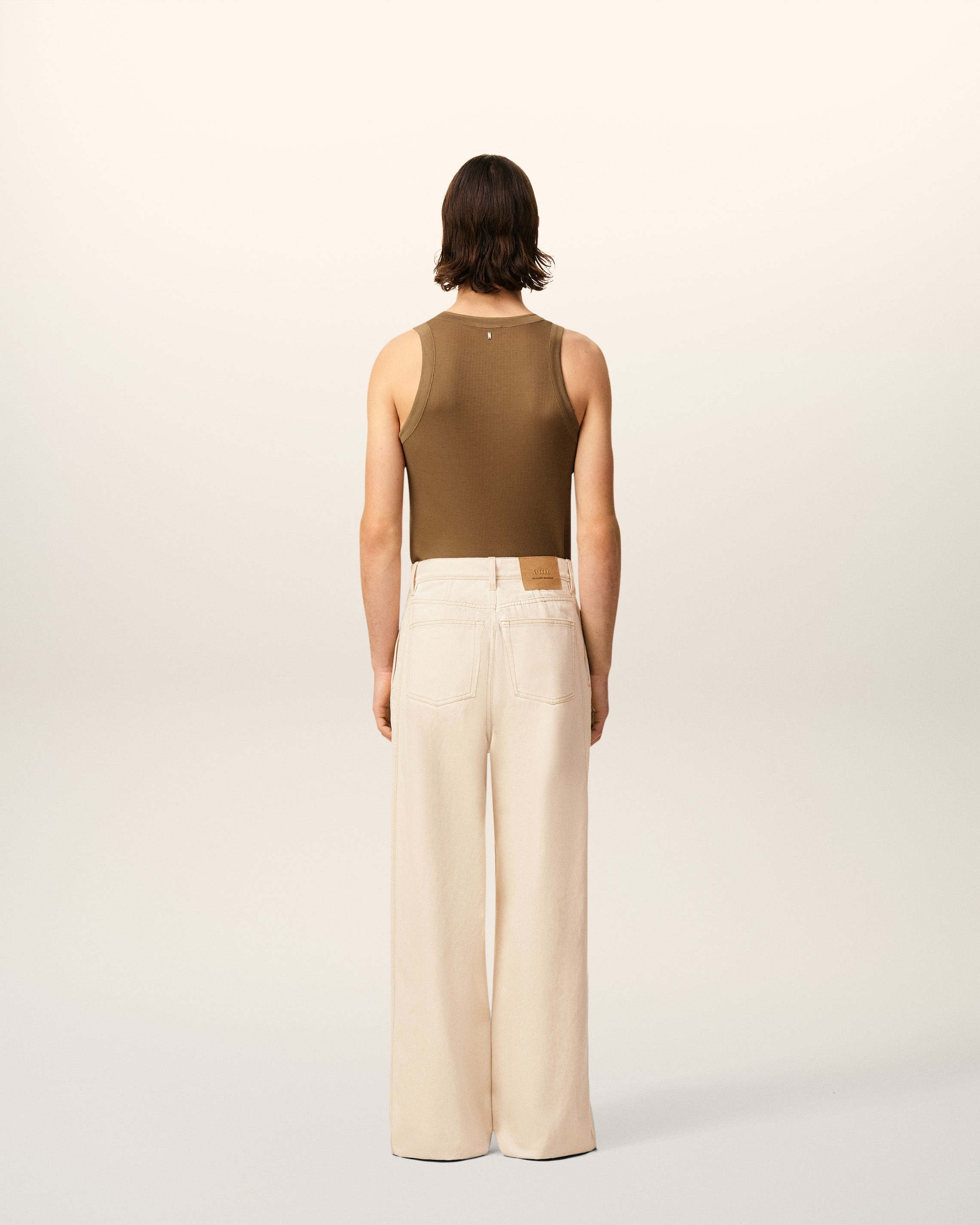 WHITE COTTON WIDE FIT JEANS - 4