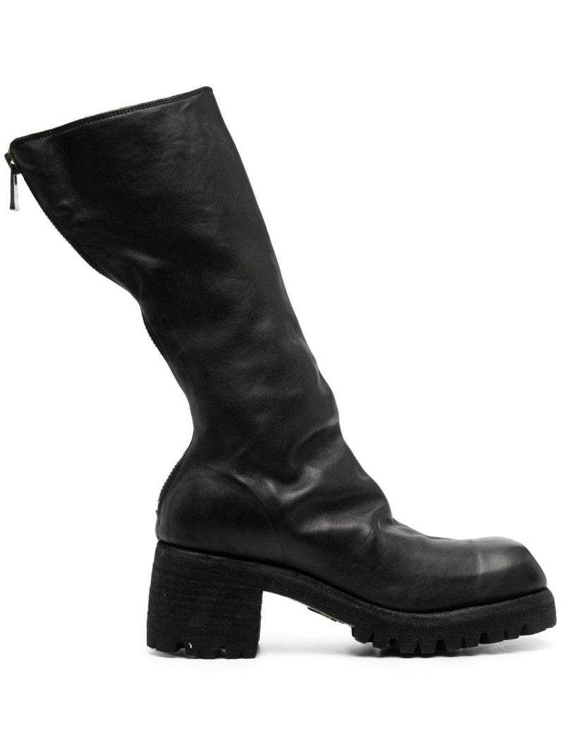 rear zip-fastening leather boots 1