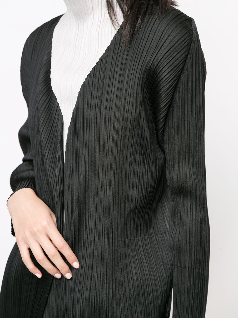 pleated open front cardigan - 5