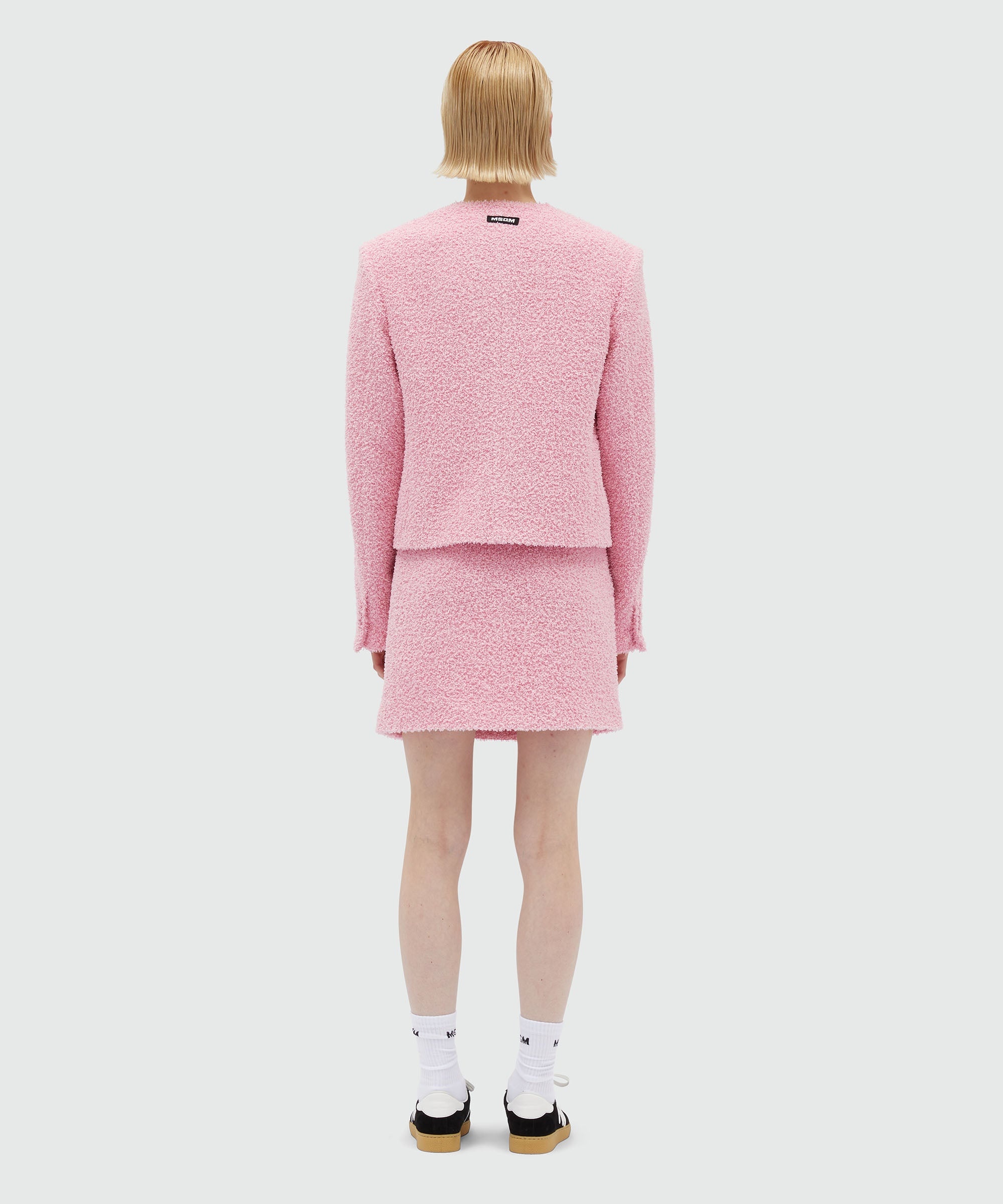Pink sponge-effect tweed jacket - 3