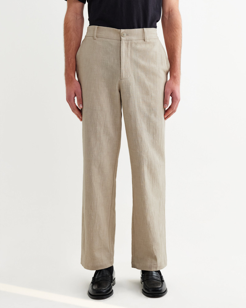 Wax London Bayham - Natural Linen-Cotton Relaxed Fit Trousers outlook