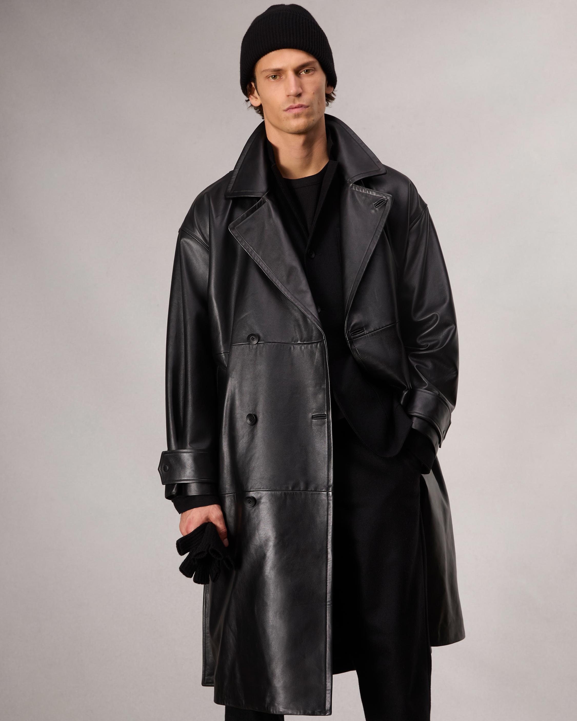 Tyler Leather Trench Coat - 7