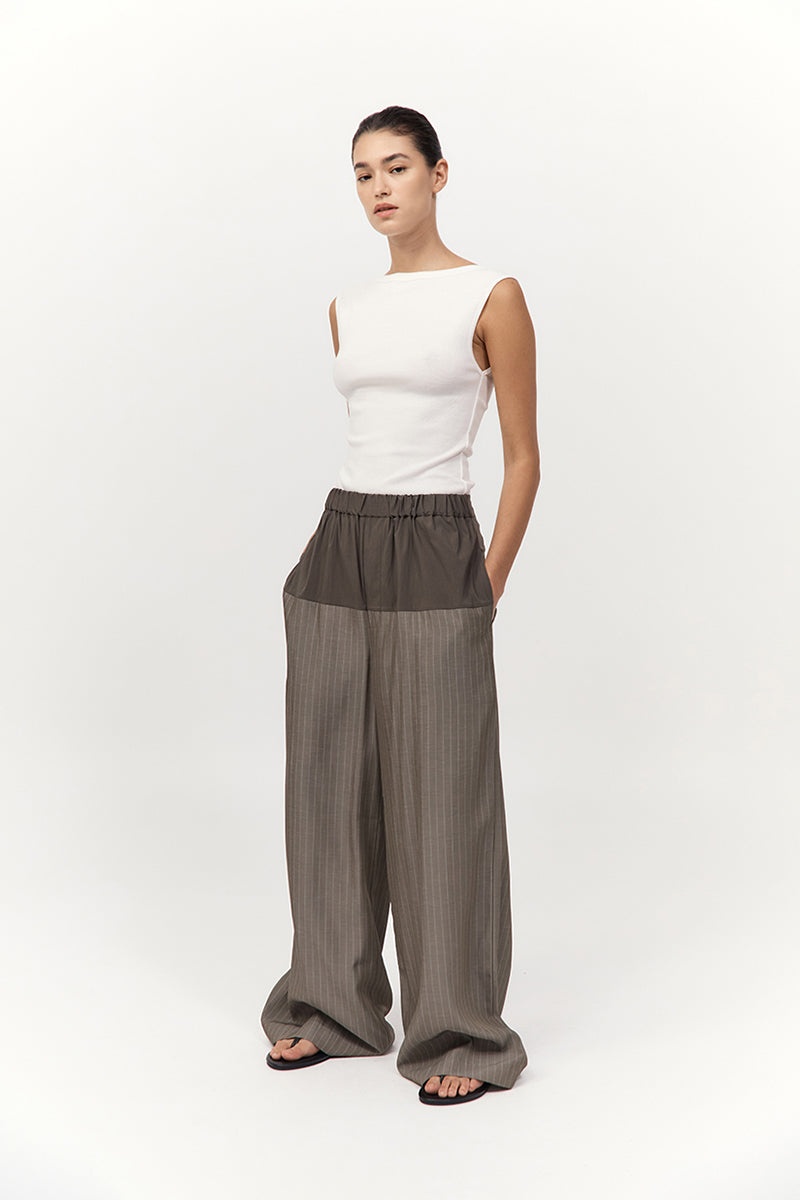 Relaxed Splice Pants - Khaki Pinstripe - 4