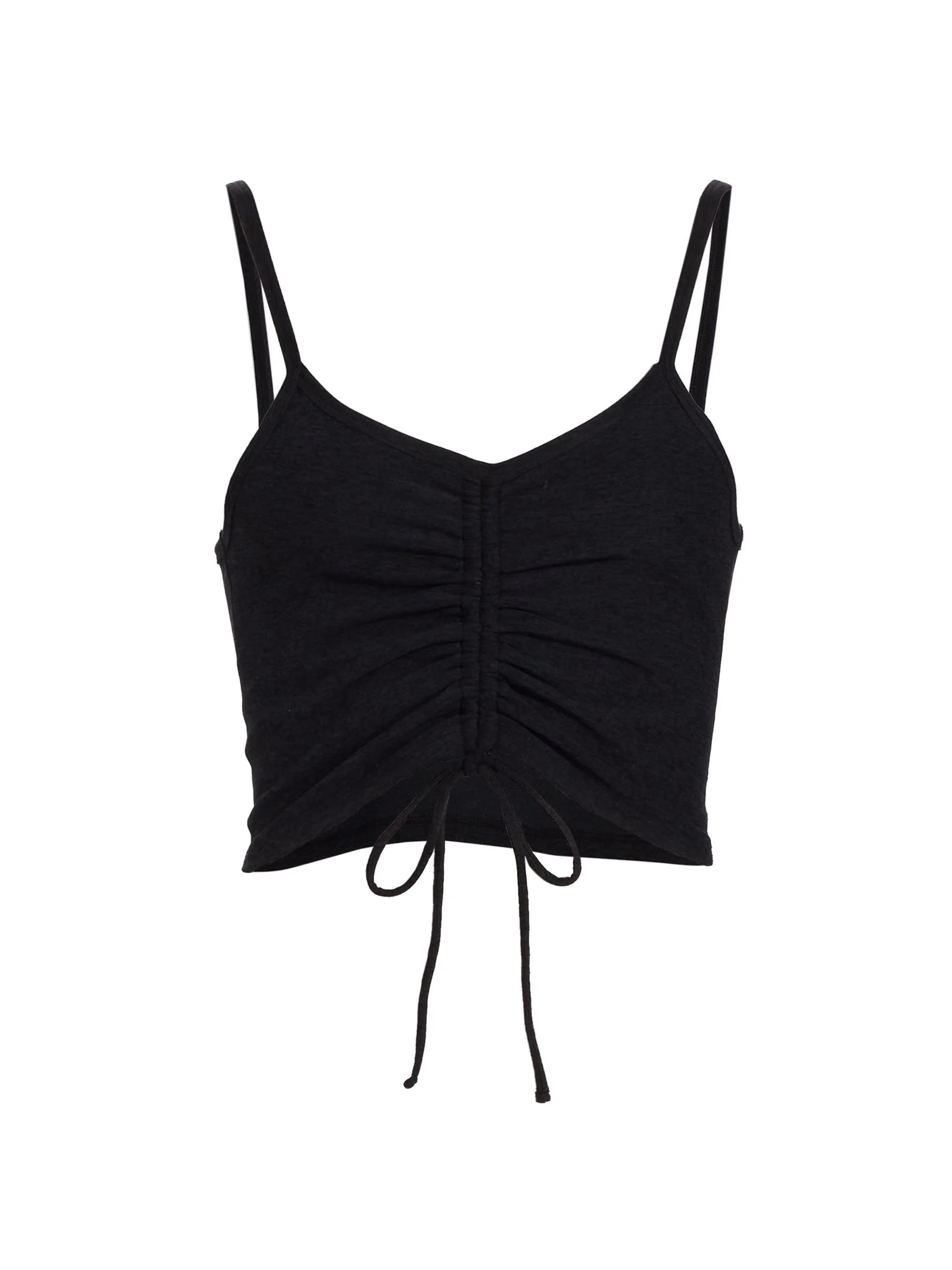 Women's Ruched Cropped Tank Top - Darkest Night - 1
