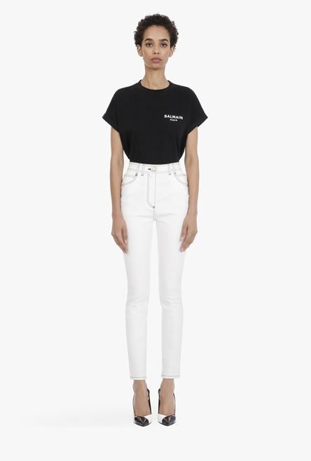 Skinny high-waisted white jeans - 4