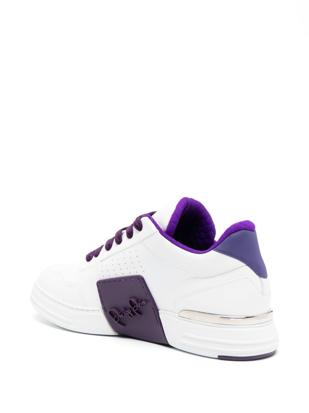 logo-embossed leather sneakers - 3