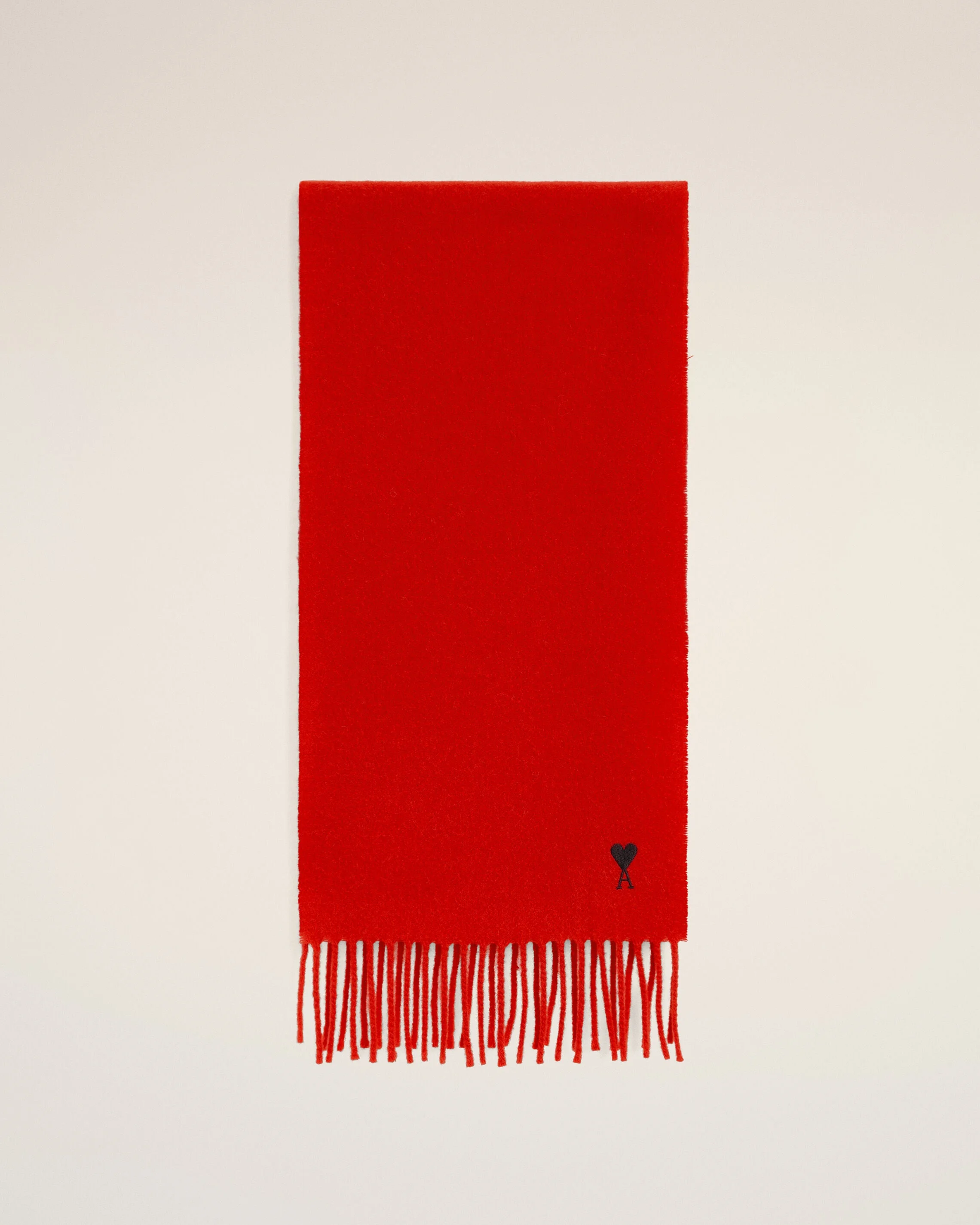 RED WOOL SCARF WITH AMI DE COEUR - 1