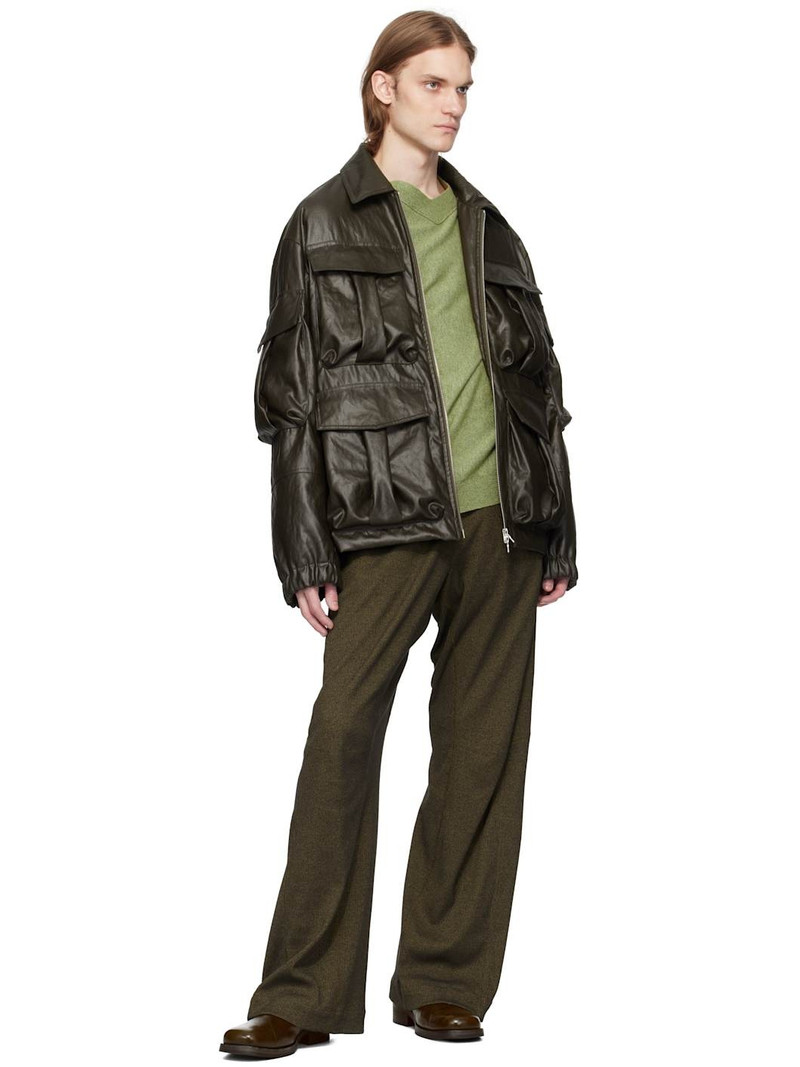 Omar Afridi Khaki Knee Darted Flare Sweatpants outlook