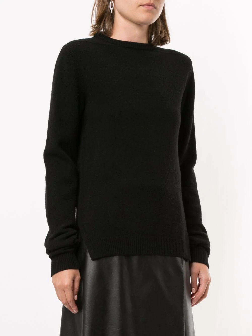 square neck side slit detail jumper - 3