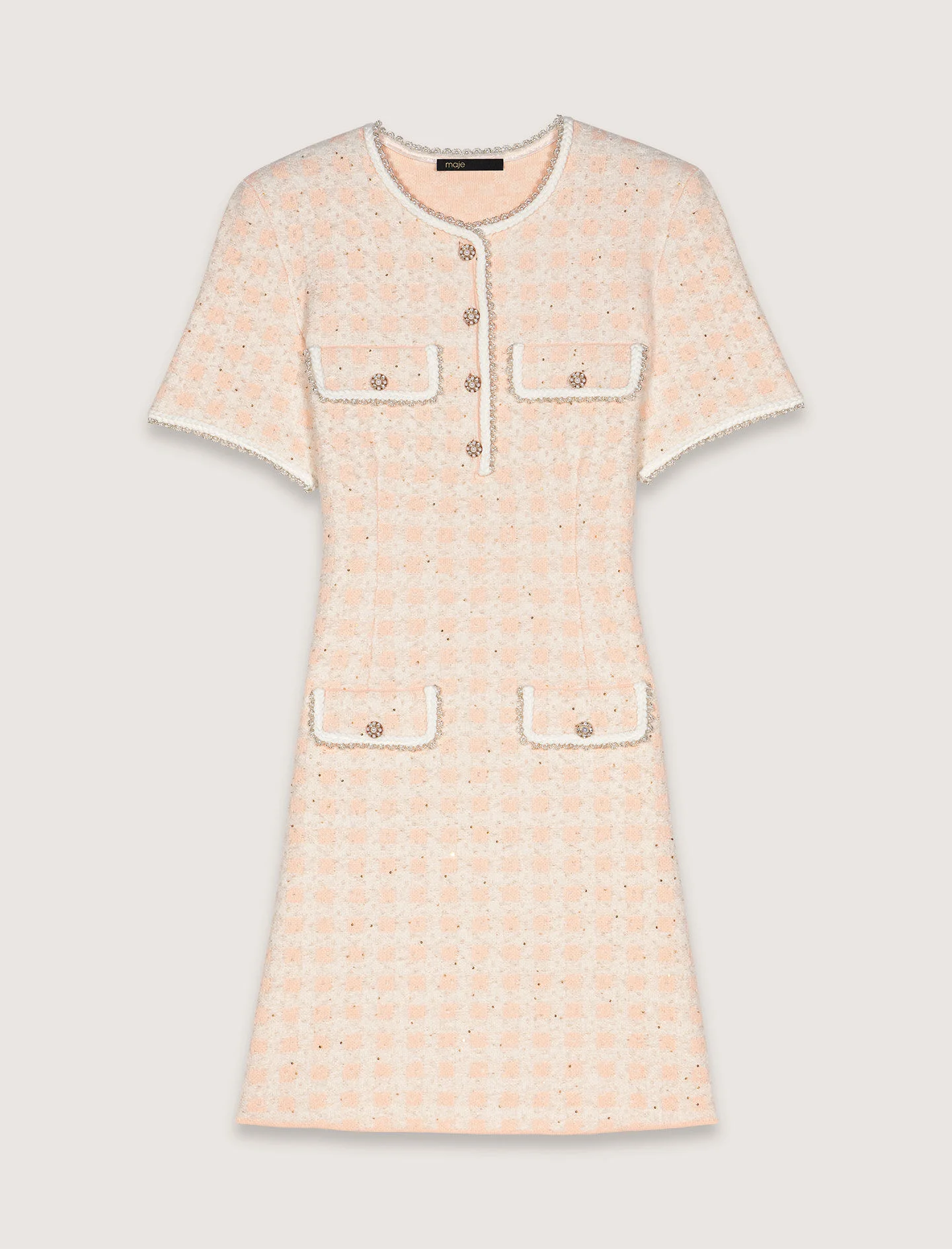 Tweed-effect knit mini dress - 1