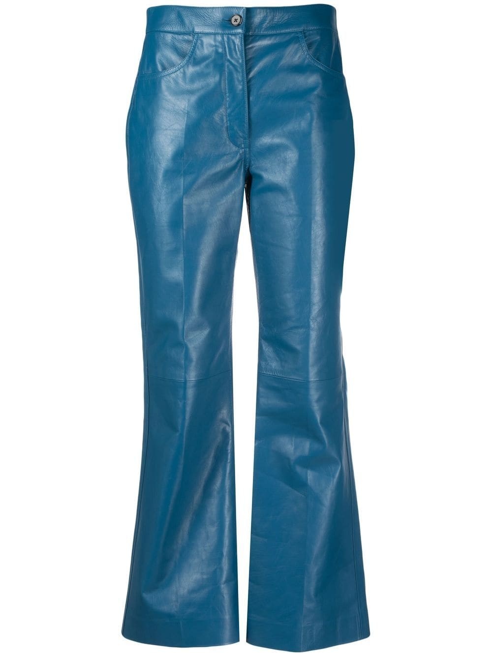 kick-flare cropped leather trousers - 1