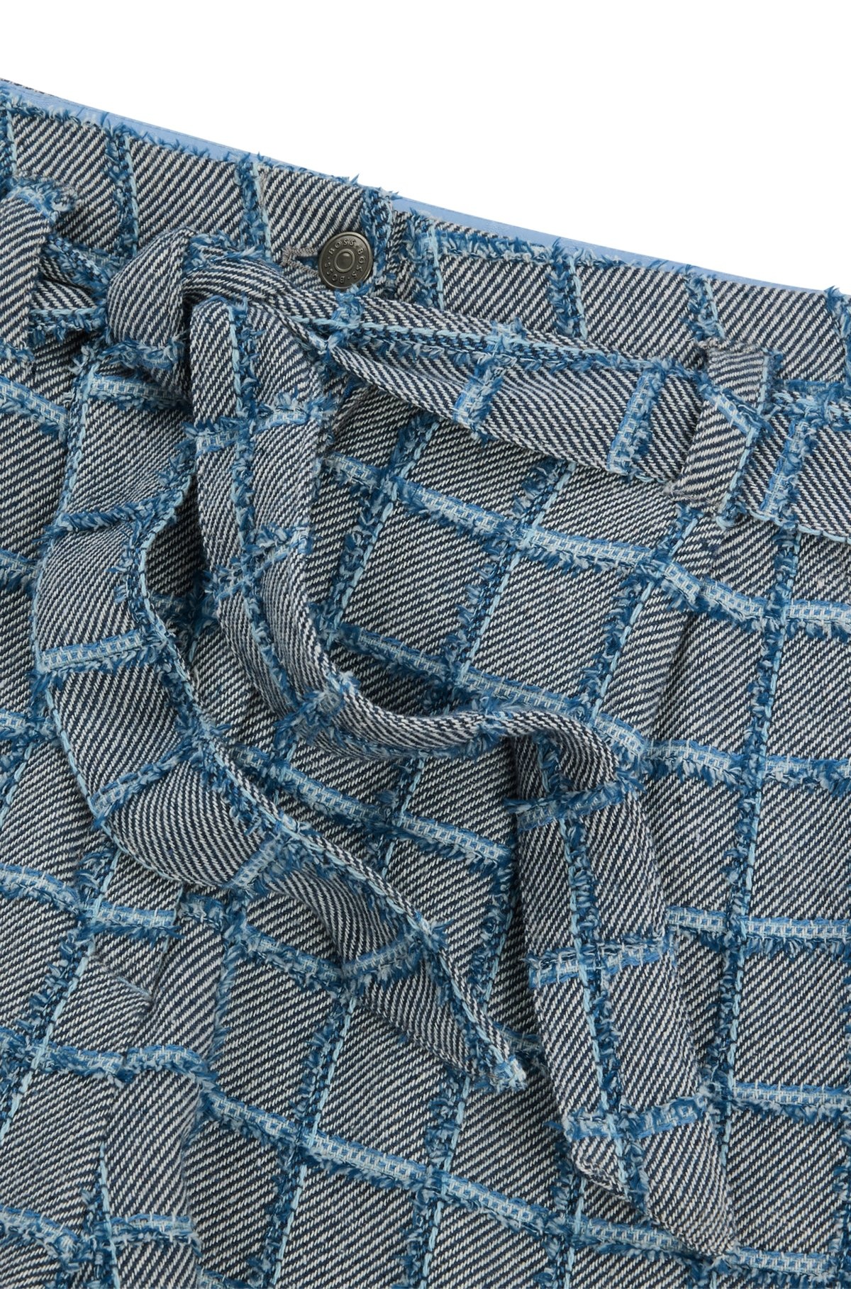 TWEED PAPERBAG SHORTS WITH DENIM CHECK - 6