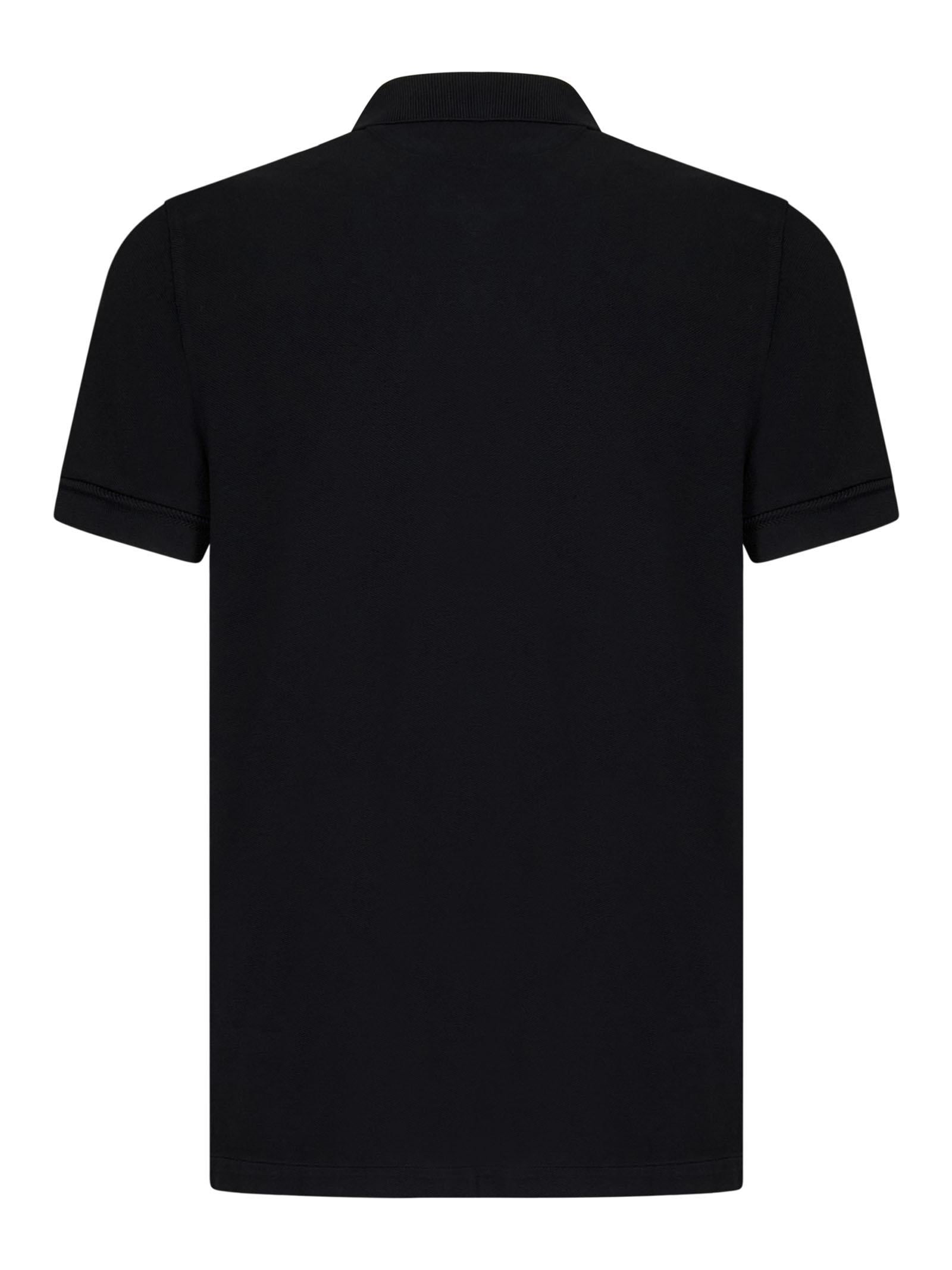 Classic short-sleeved black cotton piquet tennis polo shirt. - 4