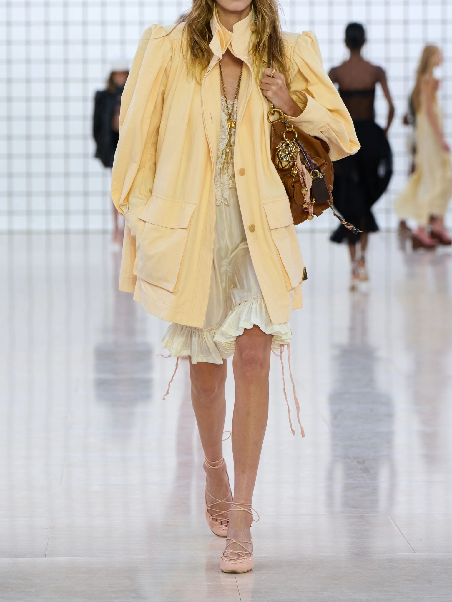 Gathered cotton jacket Yellow - 5