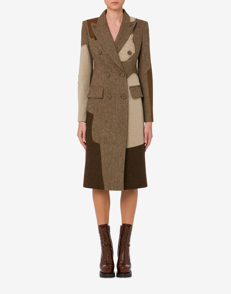 Moschino PATCHWORK WOOL BLEND COAT outlook