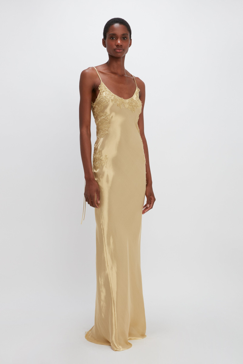 Victoria Beckham Liquid Metallic Gown in Gold - 1123WDR004470A | REVERSIBLE