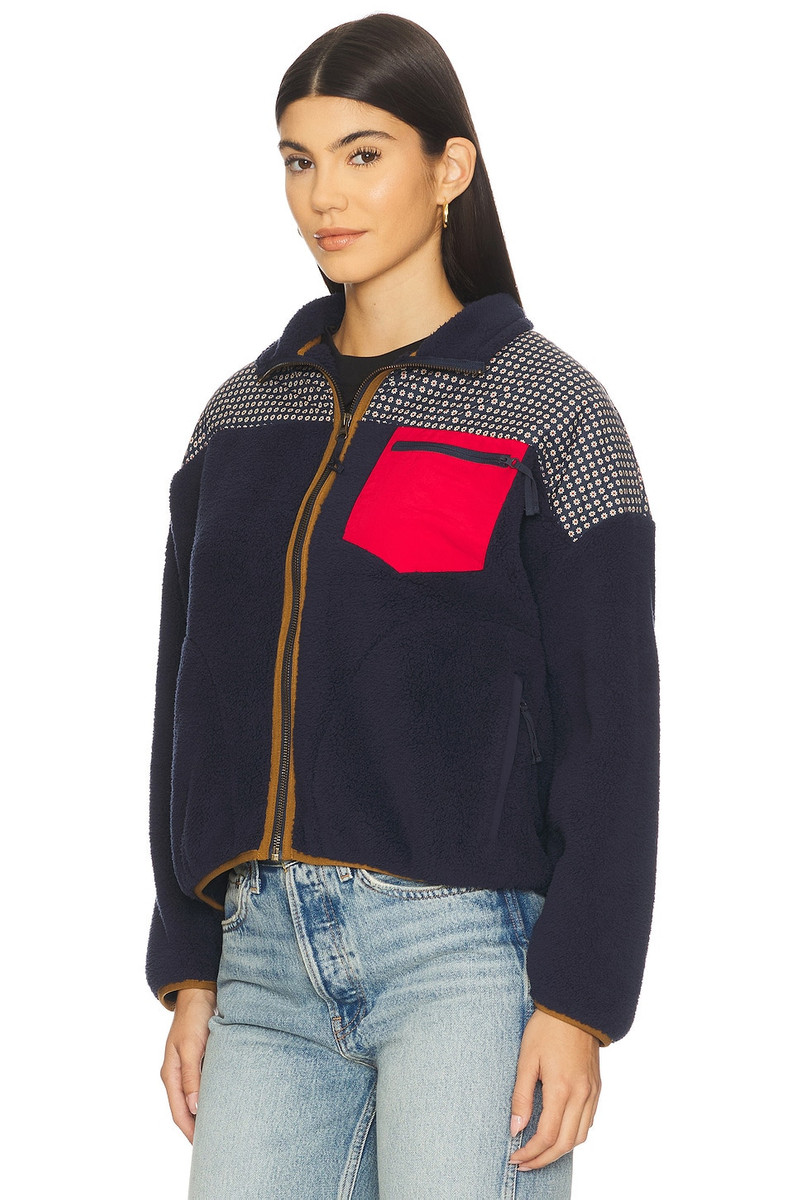 THE GREAT. Print Mix Plush Terrain Half Zip Jacket outlook